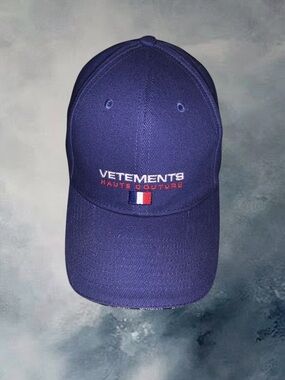 Vetements Navy Blue Baseball Cap with Interior Logo Tape